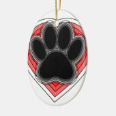 Dog Paw in rood hart met contouren Keramisch Ornament (Links)