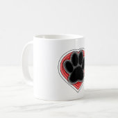 Dog Paw in rood hart met contouren Koffiemok (Voorkant links)