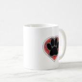 Dog Paw in rood hart met contouren Koffiemok (Voorkant rechts)
