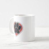 Dog Paw in rood hart met contouren Koffiemok (Voorkant links)