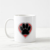 Dog Paw in rood hart met contouren Koffiemok (Links)