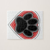 Dog Paw in rood hart met contouren Legpuzzel (Horizontaal)