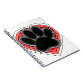 Dog Paw in rood hart met contouren Notitieboek (Rechterzijde)