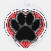 Dog Paw in rood hart met contouren Ornament Kaart (Achterkant)