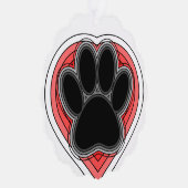 Dog Paw in rood hart met contouren Ornament Kaart (Rechts)