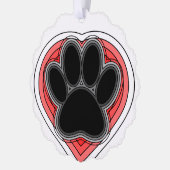 Dog Paw in rood hart met contouren Ornament Kaart (Links)