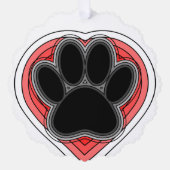Dog Paw in rood hart met contouren Ornament Kaart (Voorkant)