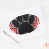 Dog Paw in rood hart met contouren Ovale Sticker (Envelop)