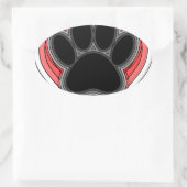 Dog Paw in rood hart met contouren Ovale Sticker (Tas)