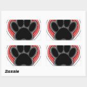 Dog Paw in rood hart met contouren Rechthoekige Sticker (Vel)