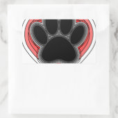 Dog Paw in rood hart met contouren Rechthoekige Sticker (Tas)