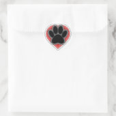 Dog Paw in rood hart met contouren Ronde Sticker (Tas)