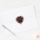 Dog Paw in rood hart met contouren Ronde Sticker (Envelop)