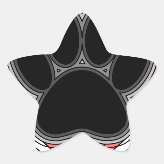 Dog Paw in rood hart met contouren Ster Sticker (Voorkant)