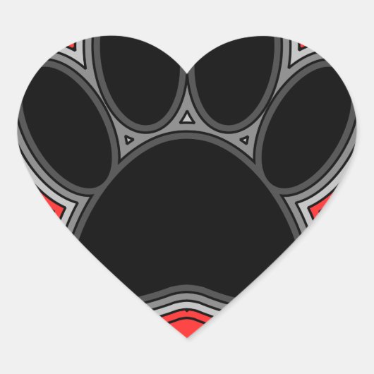 Dog Paw in rood hart met contouren Sticker (Voorkant)