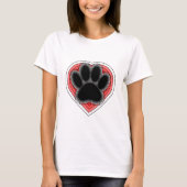 Dog Paw in rood hart met contouren T-shirt (Voorkant)