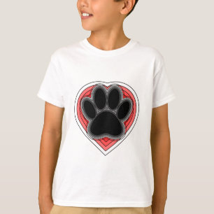 Dog Paw in rood hart met contouren T-shirt