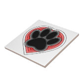 Dog Paw in rood hart met contouren Tegeltje (Zijkant)
