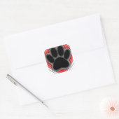 Dog Paw in rood hart met contouren Vierkante Sticker (Envelop)