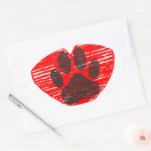 Dog Paw in rood hart Ovale Sticker (Envelop)