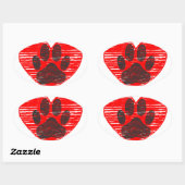 Dog Paw in rood hart Ovale Sticker (Vel)