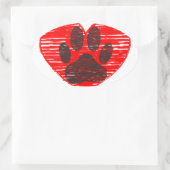Dog Paw in rood hart Ovale Sticker (Tas)