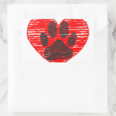 Dog Paw in rood hart Rechthoekige Sticker (Tas)