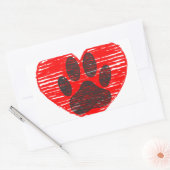 Dog Paw in rood hart Rechthoekige Sticker (Envelop)