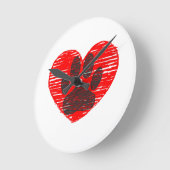 Dog Paw in rood hart Ronde Klok (Hoek)