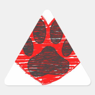 Dog Paw in rood hart Sticker