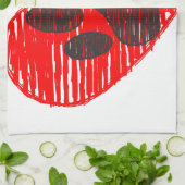 Dog Paw in rood hart Theedoek (Gevouwen)