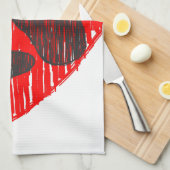 Dog Paw in rood hart Theedoek (Quarter Fold)