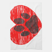 Dog Paw in rood hart Theedoek (Verticaal)