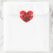 Dog Paw in rood hart Vierkante Sticker (Tas)