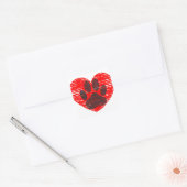 Dog Paw in rood hart Vierkante Sticker (Envelop)