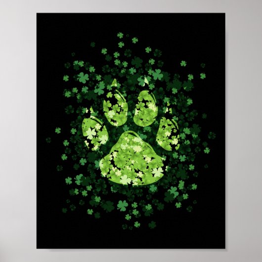 Dog Paw Irish Lucky Green Poster (Voorkant)