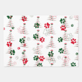 Dog Paw Kerstboom Patroon Inpakpapier Vel (Voorkant)