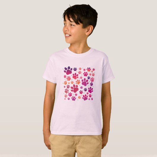 Dog Paw kleurrijk T-shirt (Voorkant volledig)