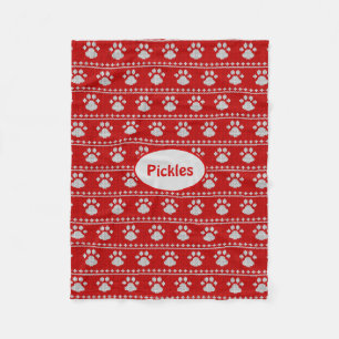 Dog Paw Knit look Fleece Dog Blanket Deken