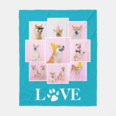 Dog Paw LOVE Gepersonaliseerde 9 Fotocollage Fleece Deken (Voorkant)