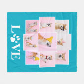 Dog Paw LOVE Gepersonaliseerde 9 Fotocollage Fleece Deken (Voorkant (Horizontaal))