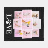 Dog Paw LOVE Gepersonaliseerde 9 Fotocollage Fleece Deken (Voorkant (Horizontaal))