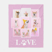 Dog Paw LOVE Gepersonaliseerde 9 Fotocollage Fleece Deken (Voorkant)