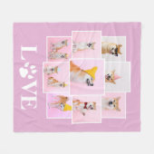 Dog Paw LOVE Gepersonaliseerde 9 Fotocollage Fleece Deken (Voorkant (Horizontaal))