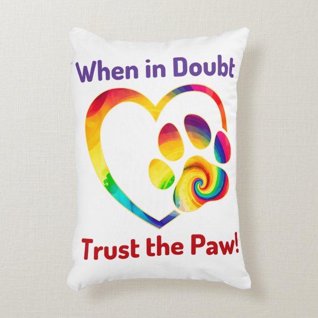 Dog Paw Love Heart Print Kleurrijk Hondenliefhebbe Accent Kussen (Voorkant(Verticaal))