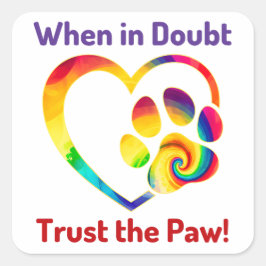 Dog Paw Love Heart Print Kleurrijk Hondenliefhebbe Vierkante Sticker