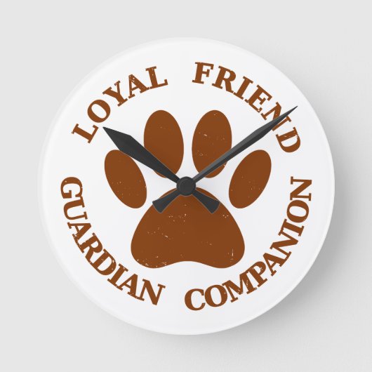 Dog Paw Loyal Friend Ronde Klok (Voorkant)