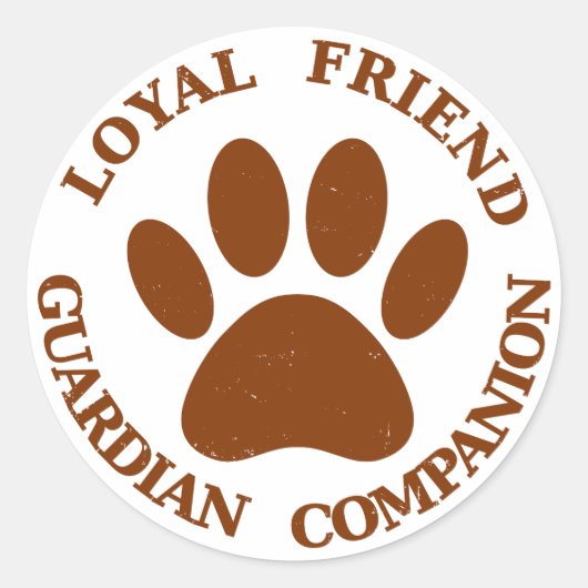 Dog Paw Loyal Friend Ronde Sticker (Voorkant)