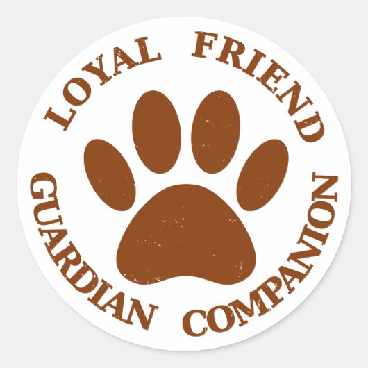 Dog Paw Loyal Friend Ronde Sticker (Voorkant)