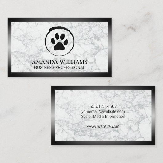 Dog Paw | Marmer | Grens Visitekaartje (Voorkant / Achterkant)